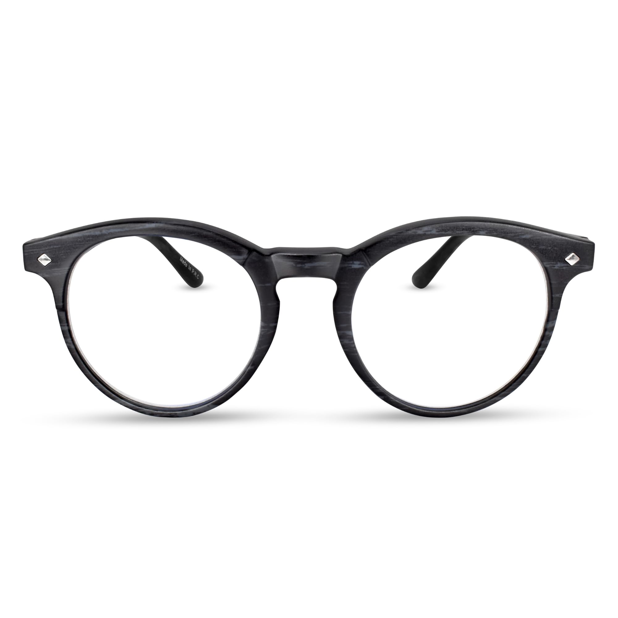 2SeeLife Large Round TR-90 Reading Glasses for Men & Women – Medium-Large Fit, Durable, Spring Hinges, Blue Light Readers, Black, +1.50