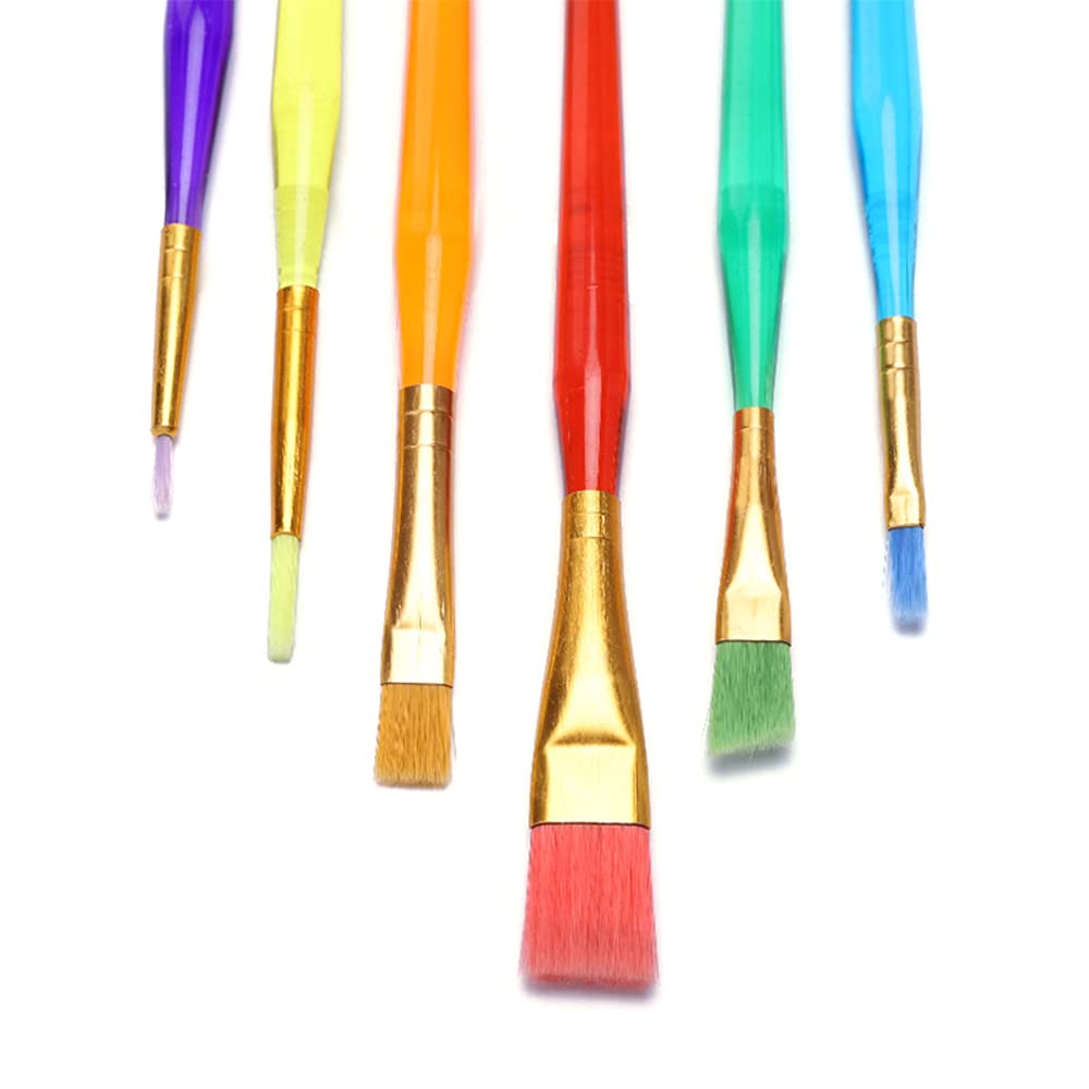 Lot De 6 Pinceaux Angulaires Pour Aquarelle, Acrylique, Huile Et Nail Art