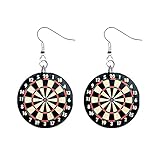 Dartboard Dart Board Dangle Novelty Earrings Jewelry 1 Inch Metal Buttons