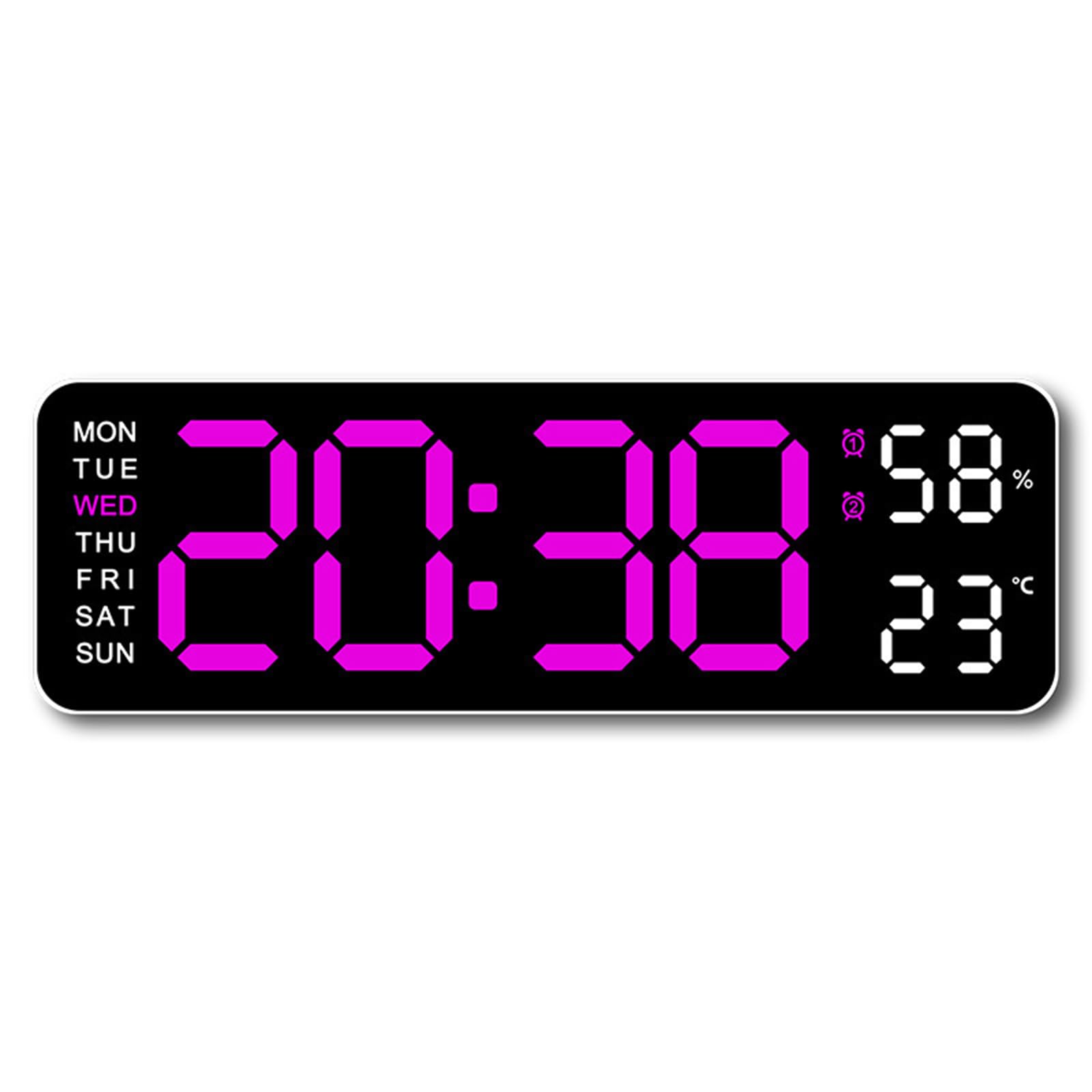 IUYIXWFP Digital Wall Clock, Digital Clock Large Display with Remote Control, Corded LED Alarm Clocks with Date, Week, Temp, Humidity, Auto DST, Countdown,D