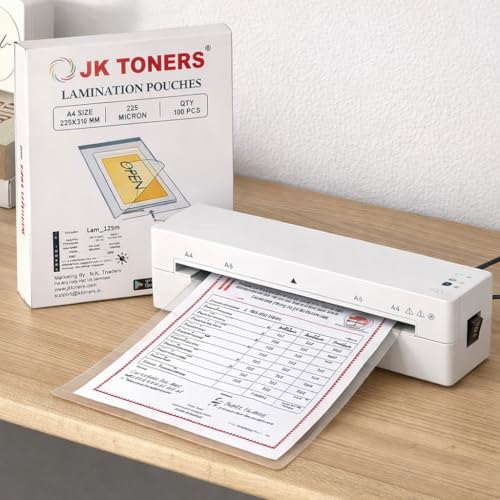 Image of JK Toners A4 Laminating Pouches 100 Sheets, Clear Glossy Finish, Waterproof | Perfect for Document & Certificate Protection