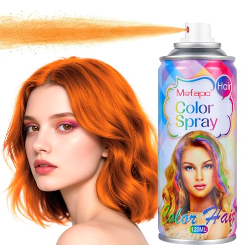 Orange Hair Spray Temporary for Kids Women Orange Hair Dye Washable Root Touch Up Hair Color Spray One-Time Use Hair Color Wax Pomades for Party Makeup Cosplay Christmas World Cup 2026(120ML)