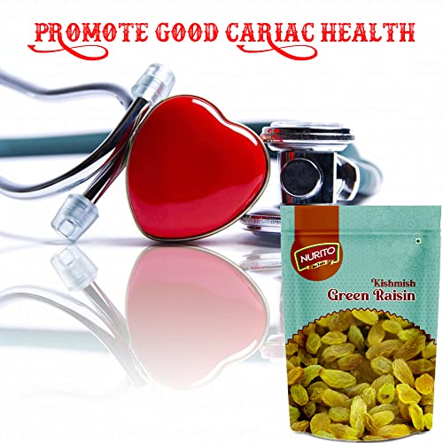 Image of Nurito Kishmish (Green Raisins) 600 Grams (200gm X 3) - Hari Darakh | Green Raisns Nutrient-Rich Superfood for Energy |Hari Kishmish Rich Source of Potassium & Dietry Fiber - This seedless Kishmish is the Best Snack for Every Age Group | Kishmish | Delicious Snack