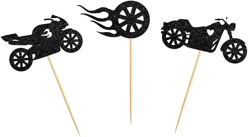 Miniatura 2 de 24 piezas de adornos para cupcakes de motocicleta para fiesta temática de motocicleta, fiesta de cumpleaños de hombre o niño, boda, baby shower,