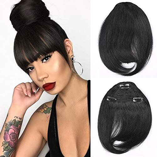 Brazilian Human Hair Bangs Clip On Real Hair for Black Women Natural Black Straight Hair Bangs Extension 6-8inch Muzinuo Brazilian Human Hair Bangs Clip On Real Hair for Black Women Natural Black Straight Hair Bangs Extension 6-8inch Muzinuo