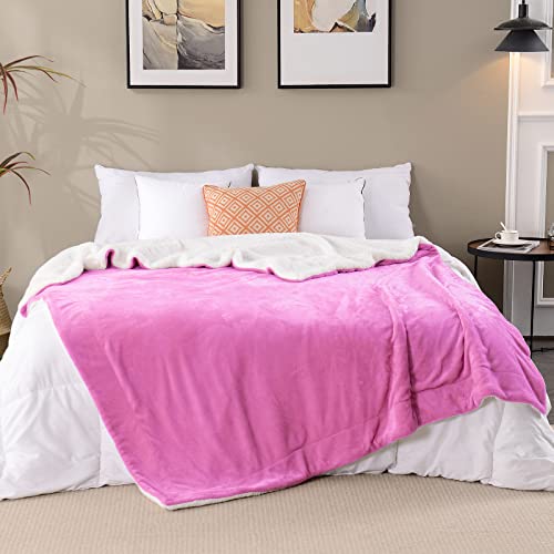 Sochow Sherpa Fleece Throw Blanket, Double-Sided Super Soft Luxurious Plush Blanket Throw Size, Pink, 50"X60" #TOP5
