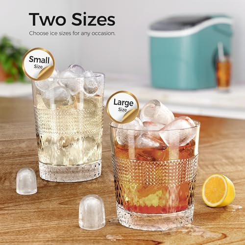 AGLUCKY Ice Makers Countertop with Handle,26.5Lbs/24H,9 Cubes in 6 Mins,2 Sizes of Bullet Ice,Portable Ice Maker Machine with Self-Cleaning,Perfect for Home Kitchen(Green)
