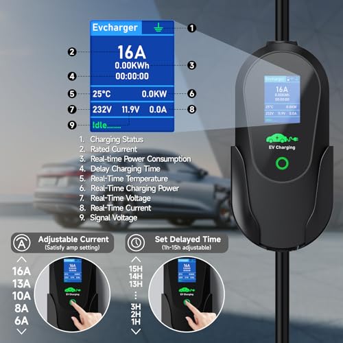 Image of Level 1 Tesla Charger(110V-240V) 16A, Tesla Mobile Charger with NEMA 6-20 Plug&5-15 Adapter, 16.4FT /5M Extension Cord - Portable Electric Car Charger for Tesla Model Y /3 /S /X