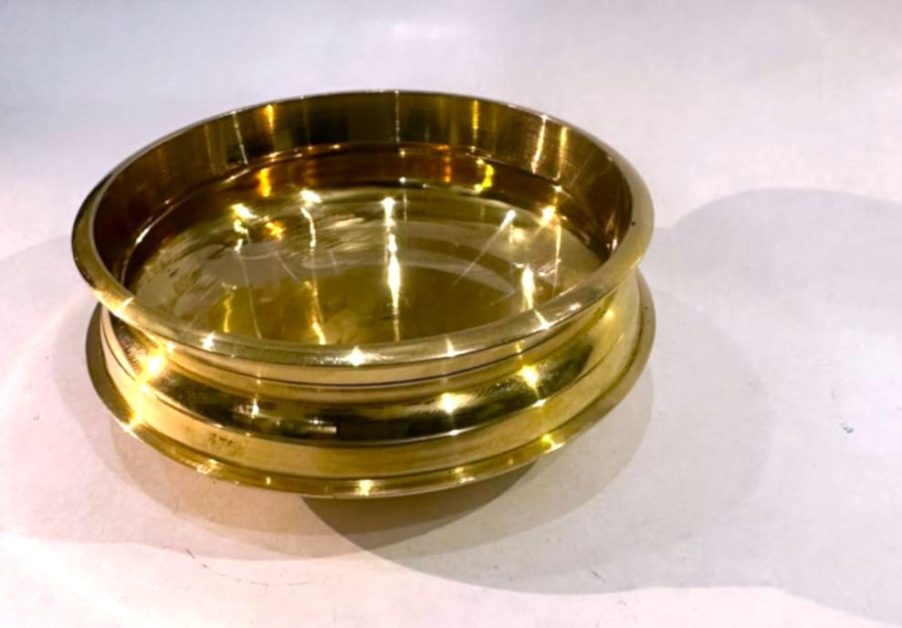 Image of Kerala Crafts Authentic 14 CM Pure Brass Metal Cooking Urli kadai Bowl | Traditional South India Home Temple Uruli Holy Water Sacred Hindu Festival Decor (6.Diameter = 5.5 inch / 14 CM)