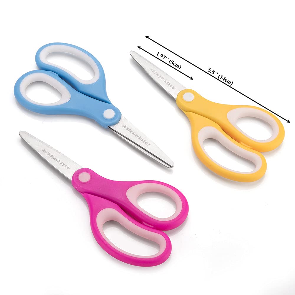Tijeras para niños (36 unidades, punta redondeada, 14 cm) – 5.5 pulgadas suave al tacto para estudiantes escolares romos AW-003-R36