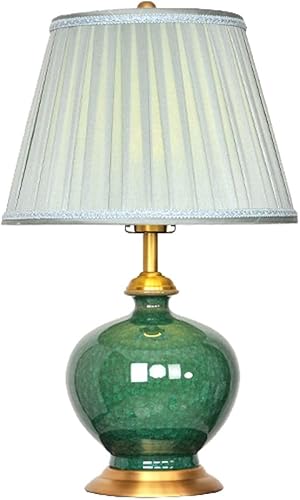 Modernas lámparas de mesa de cerámica de 21.6 pulgadas de alto estilo contemporáneo lámpara de escritorio de cerámica con pantalla de tela lámpara