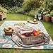 Multifunctional Wicker Picnic Basket Set for 2 with Blanket and Picnic Table, Insulated Picnic Set with Full Tablewares for Camping Outdoor Couples, Flowers