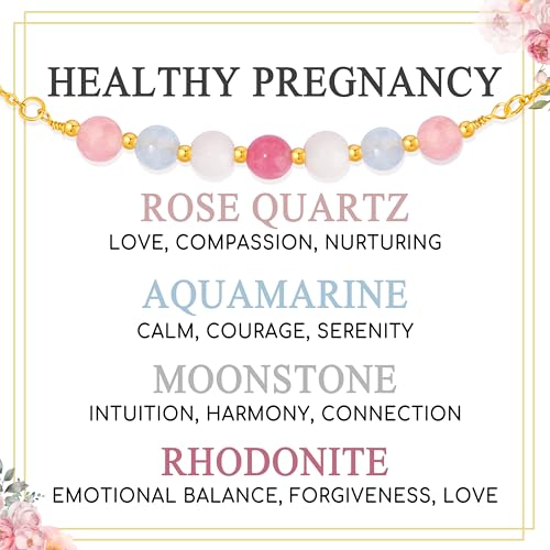 JoycuFF Healthy Pregnancy Gift, Moonstone Bracelets, Hope Bracelets for Women, Mothers Day Christmas Birthday First Time Mom Gifts