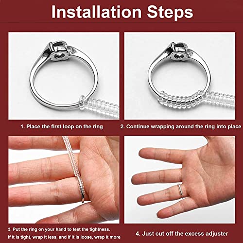 Invisible Clear Spiral Ring Size Adjuster Set (Pack of 6)