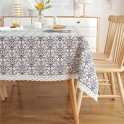 Nappe de decoration bleu et beige au tissage robuste 140x260cm - 3