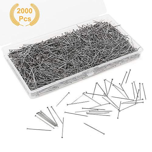 2000 Pieces Head Pins Fine Satin Pin Dressmaker Pins for Jewelry Making, Sewing and Craft, Stainless Steel, 1 1/16 Inch