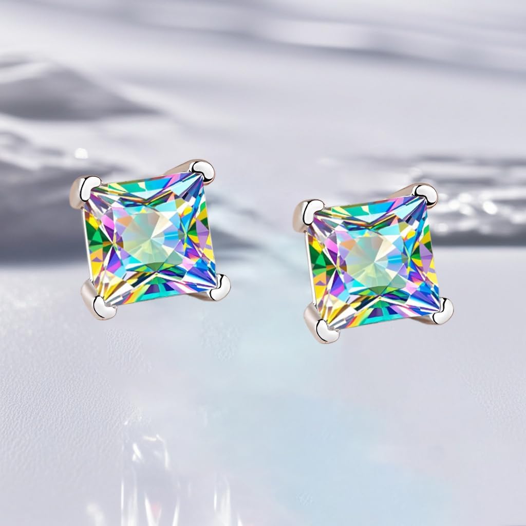 Moissanite Stud Earrings for Women, 0.8-2ct D Color, VVS1 Clarity, White Gold-Plated 925 Sterling Silver Stud Earrings, Anniversary Birthday for Women Men - Image 4