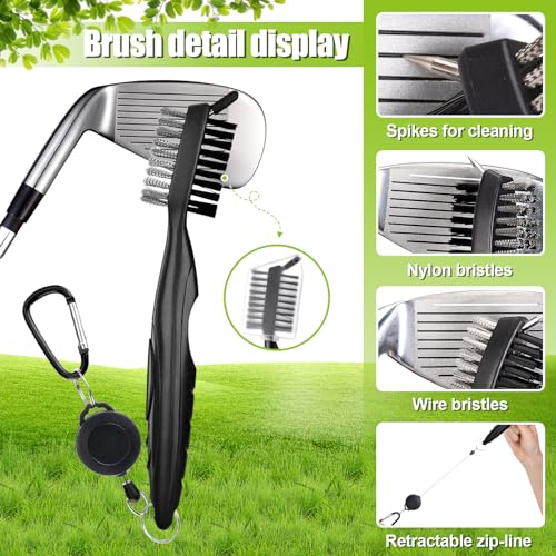 Vyuwast 5 Pack Golf Club Cleaner Brush, Golf Accessories for Men, Towel, Pitch Mark Repair Tool Kit Set, Divot Tool - Image 2