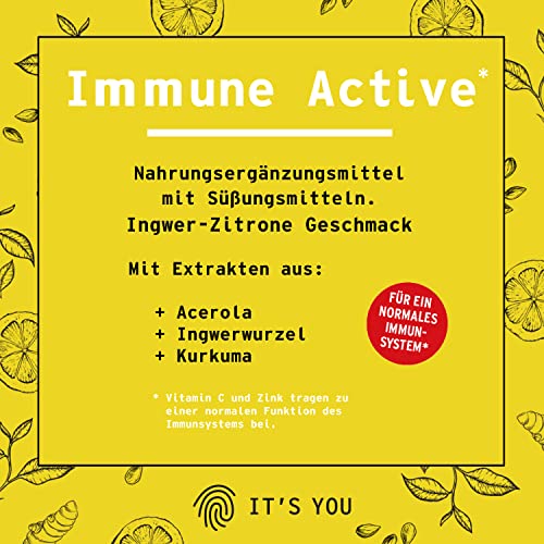 Its You® Immune Active Vitamin Drink mit Superfoods/ 300g Pulver, 30 Portionen mit Ginger-Lemon Geschmack/Nahrungsergänzung zur Unterstützung des Immunsystems mit wichtigen Vitaminen & Mineralstoffen