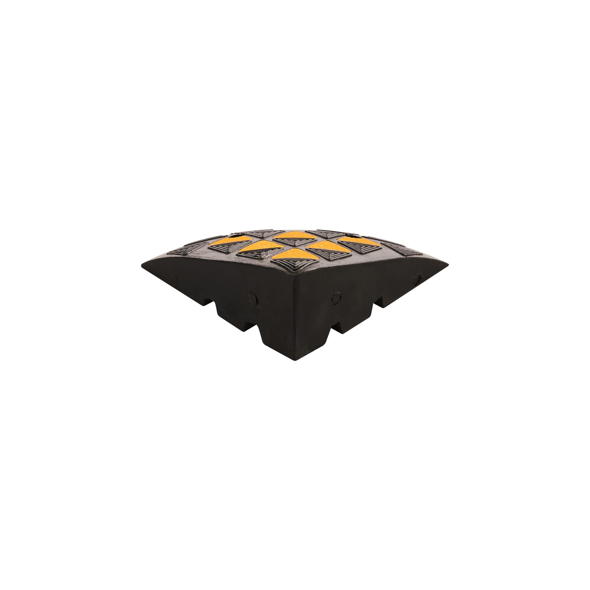 Bordsteinrampe Rampe Komplettrampe 130 cm breit und 15 cm hoch Vollgummi Auffahrhilfe mit Regenrinne, Schwarz mit Reflektoren
