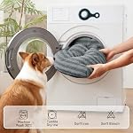 Washable Dog Bed Large Sized Dogs, Deluxe Dog Crate Beds Comfy Fluffy Kennel Pad Anti-Slip Pet Sleeping Mat, Machine Washable Dogs Pillow, 35"x23"x3.5", Gray - Image 5