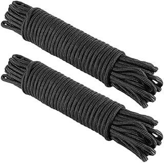 KOHAND 2 Pack 20 M x 8 MM Black Nylon Rope, High Strength Twisted Nylon Cord, Multi Functional Polyester Rope for Hanging, 700 Lbs Max Load