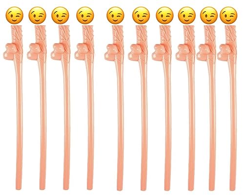 Reusable Novelty Party Drinking Straws – Fun Adult Hen Night Cocktail Stirrers – Durable Hard Material, 19cm Length with Cheeky 6cm Decorative Tip – Packs of 10 20 30 50 (20)