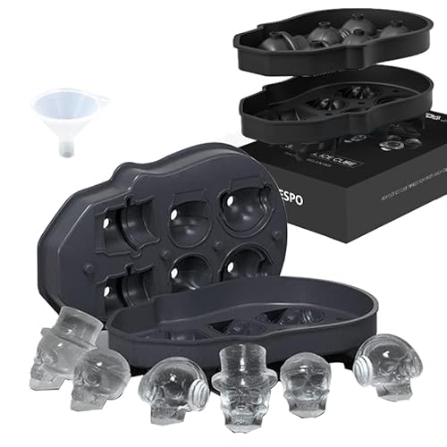 Molde de la Bandeja del Cubo de Hielo del cráneo con tapa, Spespo Skull Ice Cube Tray, Cubitera Hielo con Embudo para Whisky, Cócteles, Licor y Otras Bebidas(6 calaveras vívidas) Cover