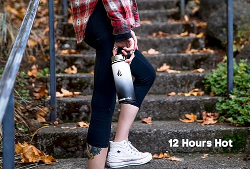 Image of HYDRO CELL Stainless Steel Insulated Water Bottle with Straw - For Cold & Hot Drinks - Metal Vacuum Flask with Screw Cap and Modern Leakproof Sport Thermos for Adults (Black /White 18oz)