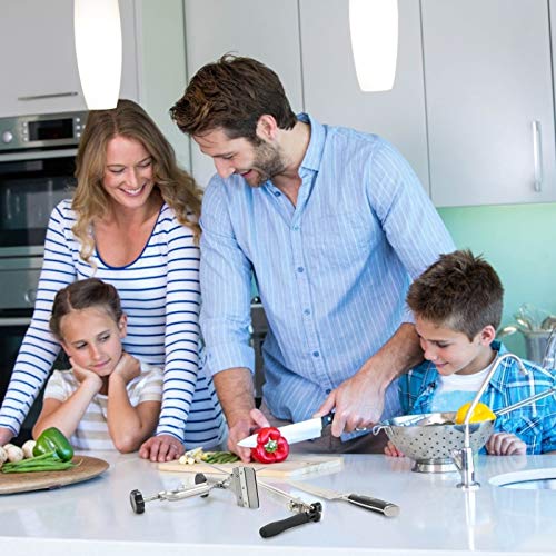 Knife Sharpener Professional Stainless Steel Kitchen Chef Knife Sharpener Home Knife Sharpening Kit Abrasive Holding System Tools With 10 Whetstones