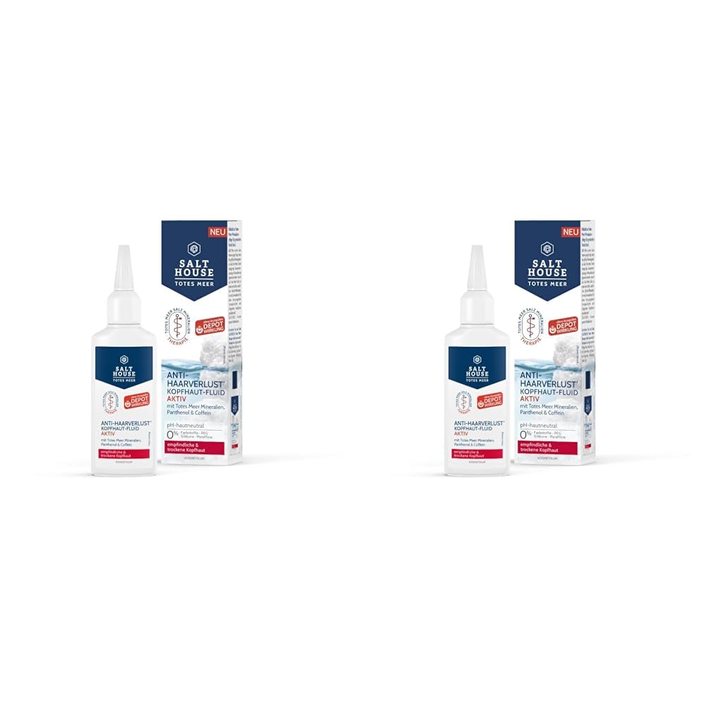 Salthouse Totes Meer Therapie Anti-Haarverlust Kopfhaut-Fluid Aktiv, Leave-on Pflege ohne Ausspülen, mit Coffein & Urea, auch bei erblich bedingtem Haarverlust, 75ml (Packung mit 2)