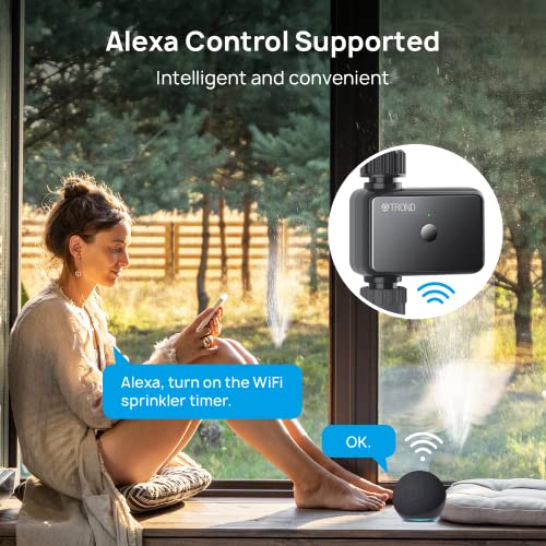 Trond Wifi Sprinkler Timer, Smart Water Hose Timer With 2 Watering Modes, Automatic Rain Delay, Irrigation System Controller, Waterproof, App & Voice Control, Faucet Timer For Outdoor Garden Yard Lawn #TOP4