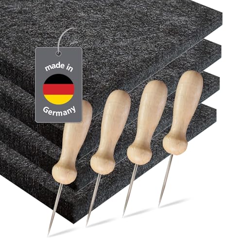 2 Kit Poinçon pour Enfant et Adultes –2 Aiguilles à Piquer et 2 Tapis feutrés-Développe la Concentration et la créativité grâce au Bricolage- Piquage Poinçonnage Maternelle (20 x 14,5 x 1 cm)