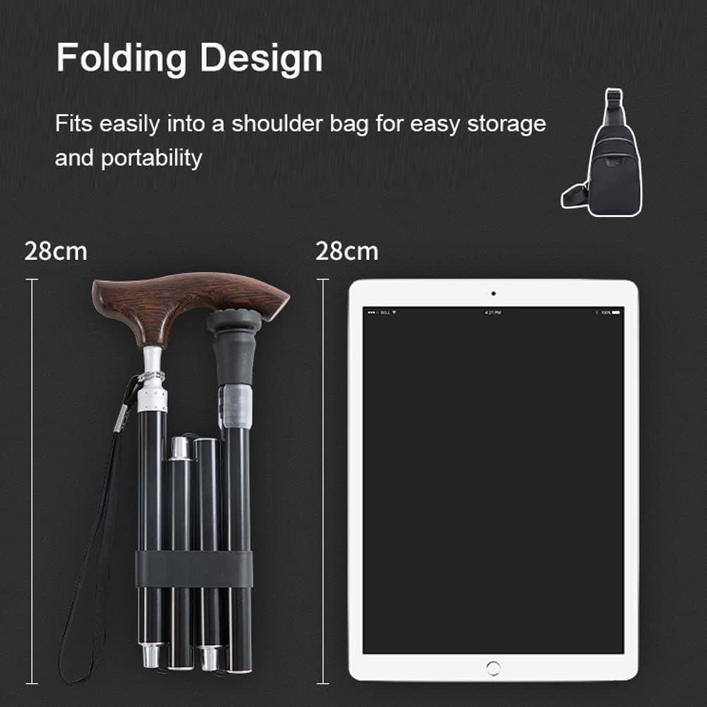 Ligeras Muleta Plegables para Hombres Mujeres,Regulables en Altura,Muleta de Codo Portátil con Agarres de Madera Ergonómicos y Construcción de Aluminio Fuerte(Soporta Hasta 200kg) ( Color : Zwart )