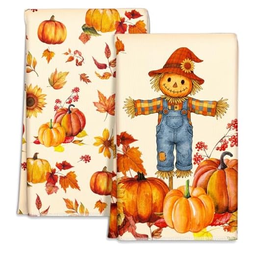 21+ Stunning Fall Kitchen Decor Ideas to Elevate Your Space 2 Miss Adola Fall Kitchen Towels Set of 2 - Fall Kitchen Dish Towels 18x26 Inches Decorative Autumn Themed Towel for Thanksgiving Harvest, Absorbent Hand Towel with Hanging Loop, Straw Pumpkin