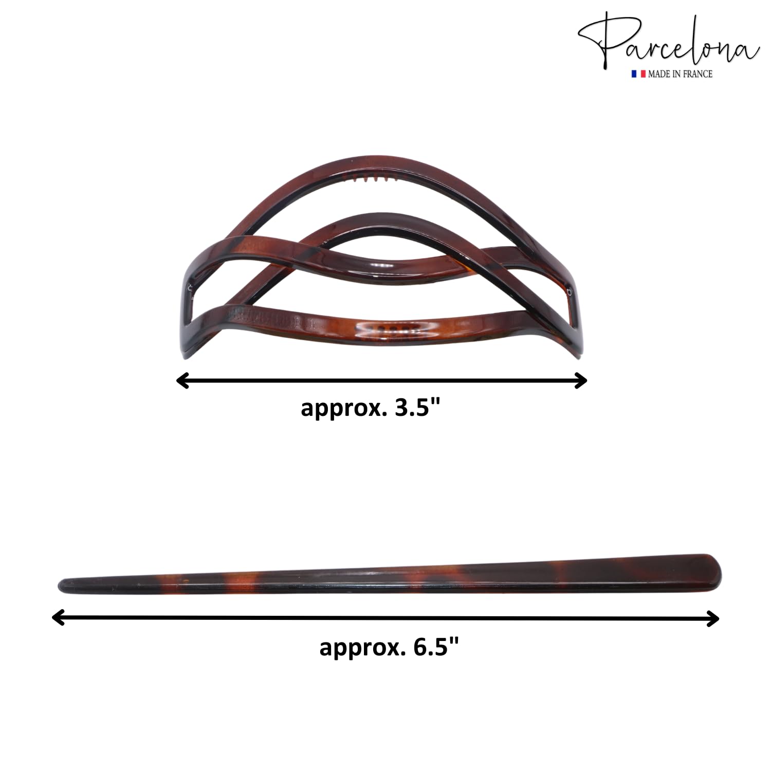 Parcelona Pasador para el pelo de tortuga francesa, color marrón