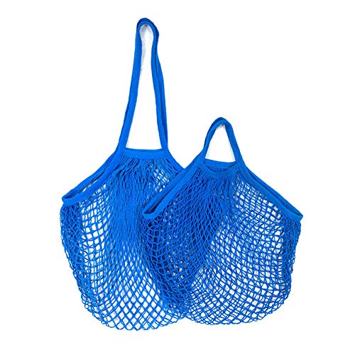 GENERY VariousHK 2 Stück Netz Einkaufstasche Mesh Baumwolle Einkaufen Langer Griff +Kurzer Griff Tote Handtasche Einkaufsnetz Veranstalter für Lebensmittel einkaufen/Obst Gemüse/Markt (#11) Cover