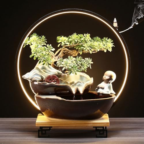 Fontaine à eau de bureau cascade intérieure style chinois rocaille - 8