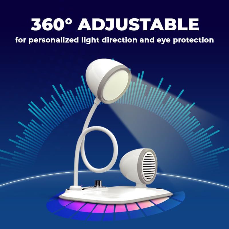 REMAXX Acrylonitrile Butadiene Styrene Retrowave Multipurpose 3 In 1 Desk Lamp With 15W Wireless Charger And Bluetooth Speaker & Mic For Calls 360° Adjustable Lamp, Color Lights, Led - Image 5
