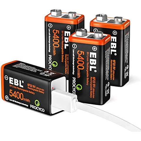 Piles rechargeables EBL 9V 5400mWh Cover