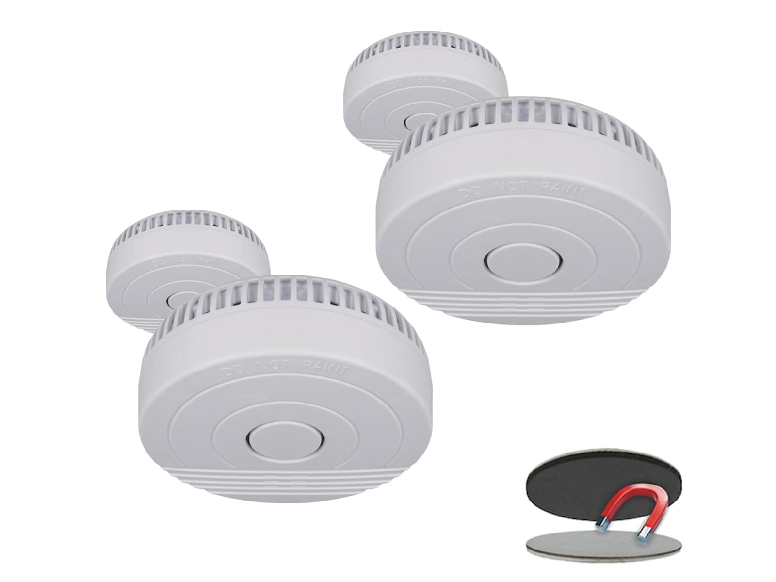 Pack de 4 detectores de humo con adhesivo magnético, batería de 5 años, DIN EN14604, color blanco