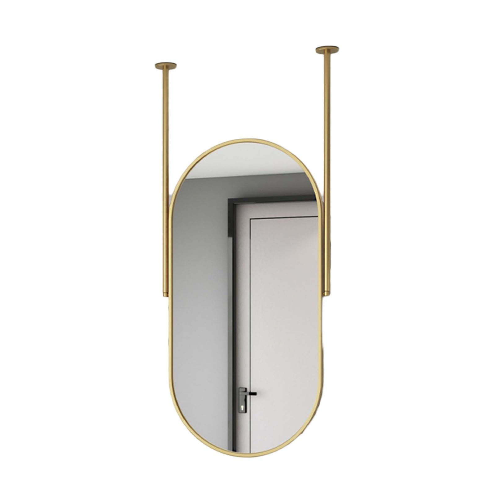 GLJTUO Square Mirror For Ceiling With Gold Metal Frame And Hanging Rod Bathroom Washroom Shaving Makeup Entrance Hallway Wall Decoration,size_name-60cmx100cm