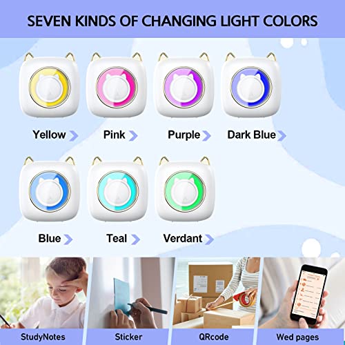 Huijutchen Mini Printer Portable, Bluetooth Pocket Thermal Sticker Printer With 10 Rolls Thermal Paper And Sticker Mini Thermal Printer For Ios & Android Inkless Pocket Printer For Photo Note (White) #TOP1