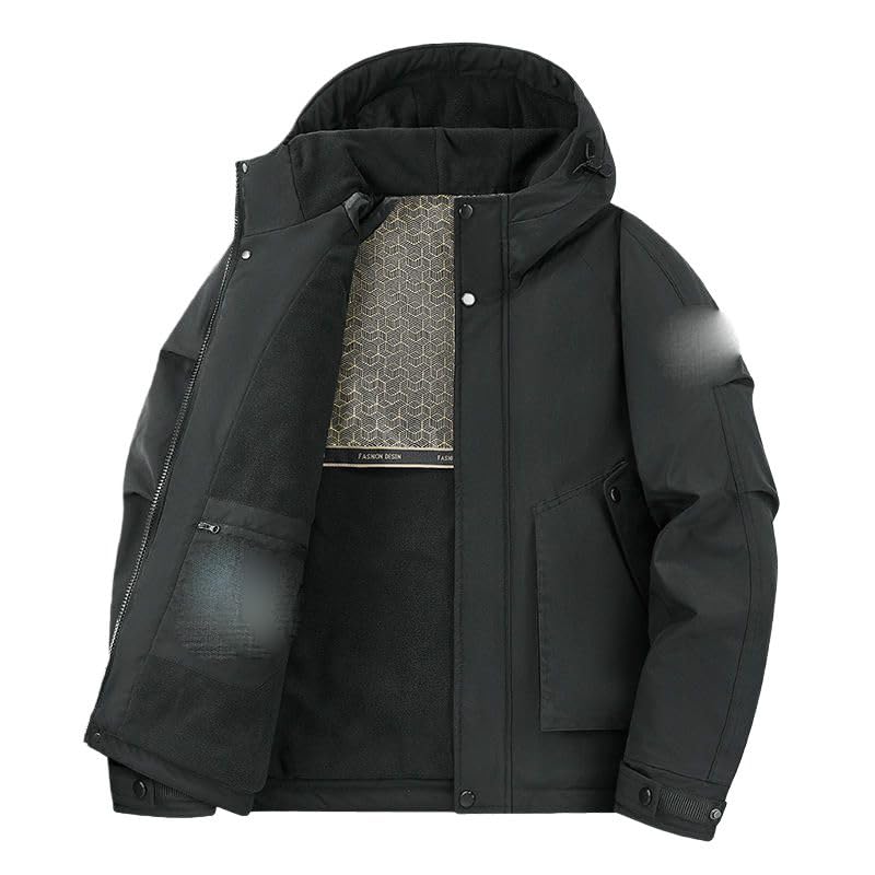 Chaqueta de invierno para hombre con capucha impermeable y forro grueso térmico 5