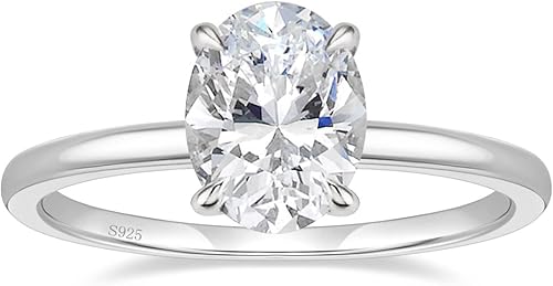 EAMTI - Anillos de compromiso de plata de ley 925de 3quilates con circonia cúbica de corte ovalado, anillos de promesa de boda para mujer de talla