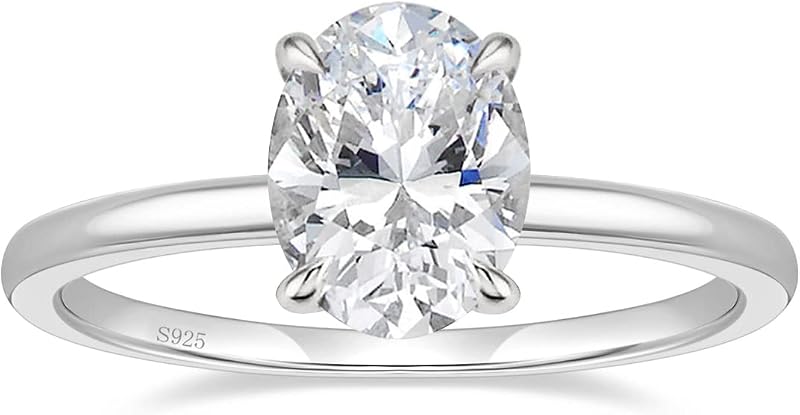 EAMTI 925 Sterling Silver Engagement Rings for Women Oval Cut | 3CT, 14K Gold Plated, CZ Wedding Band, Travel Rings, Solitaire, Cubic Zirconia, Stunning Wedding Promise Rings