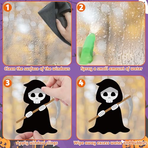 Image of 116PCS Halloween Window Clings, 9 Sheets Halloween Decorations, Cute Witch Tree Zombie Ghost Patterns PVC Window Stickers for Treat or Trick Party Favors Decal Supplies Decor Accessories