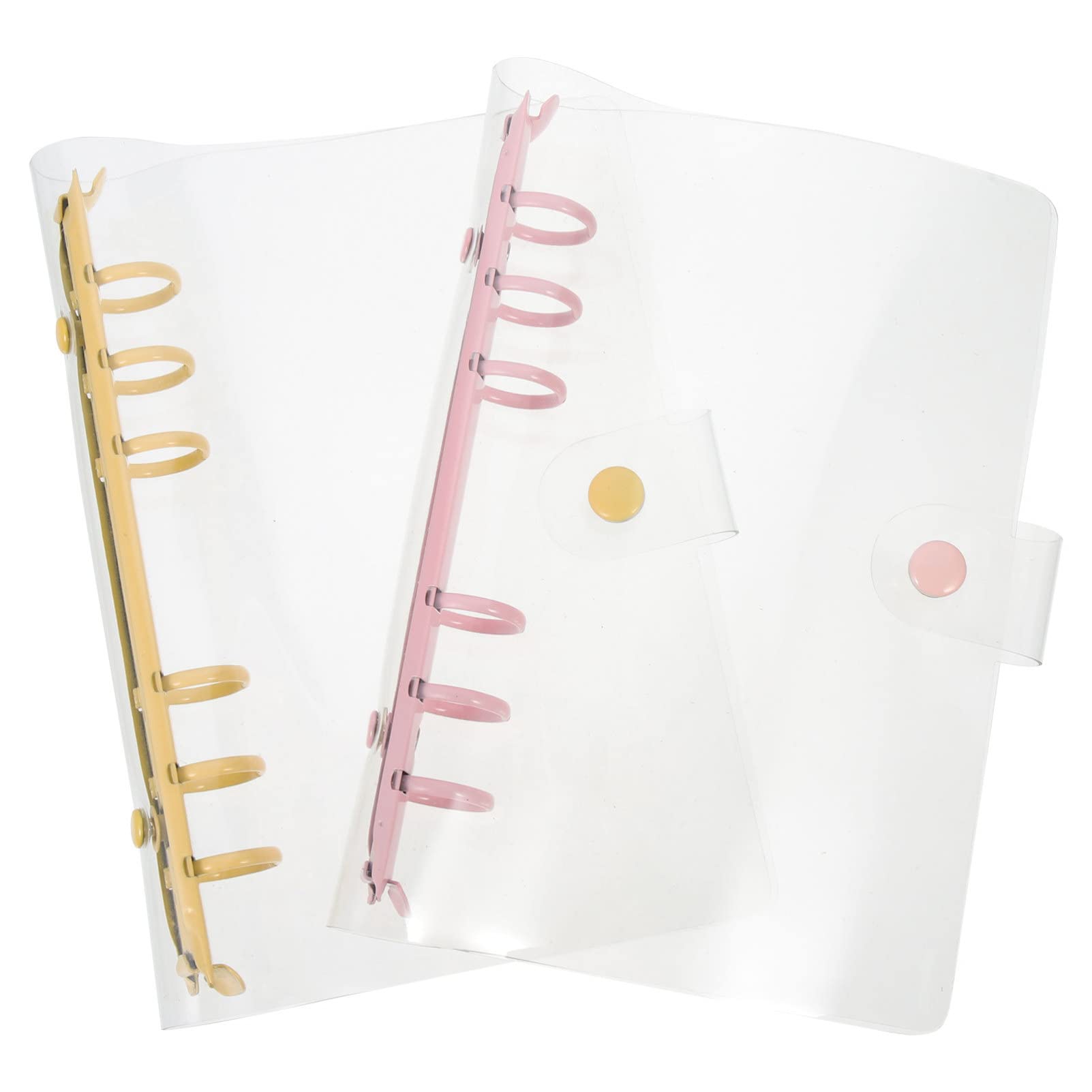 Tofficu A6 Transparent PVC Binder Notebook Cover with Two Ring Loose Leaf Organizer and Detachable Shell for Office and School Use