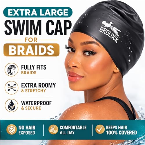 BRDLOCK Extra Large Swim Cap for Long Hair Braids Swimming Cap Adult Women - image 5