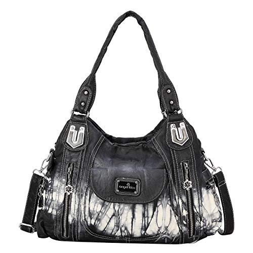 Handbag Hobo Women Handbag Roomy Multiple Pockets Street ladies' Shoulder Bag Fashion PU Tote Satchel Bag for Women (AK812-2Z Black)